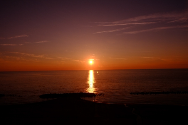 道の駅　あつみ　夕日