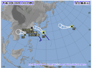 台風17号越境台風